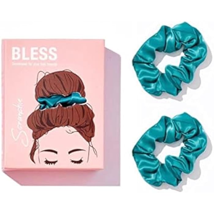 Bless Turquoise Satin Scrunchie Set